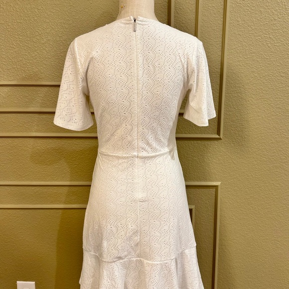 MICHAEL KORS Flutter White Mini Dress with All Over Eyelets. Size XS - Picture 2 of 5